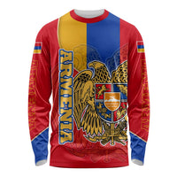 Armenia Flag Long Sleeve Shirt with National Coat of Arms and Map Design - Wonder Print Shop