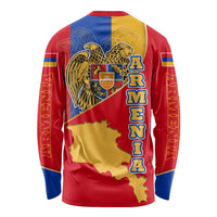 Armenia Flag Long Sleeve Shirt with National Coat of Arms and Map Design - Wonder Print Shop