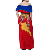 Armenia Flag Off Shoulder Maxi Dress with National Coat of Arms and Map Design - Wonder Print Shop