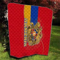 Armenia Flag Quilt with National Coat of Arms and Map Design - Wonder Print Shop