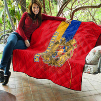 Armenia Flag Quilt with National Coat of Arms and Map Design - Wonder Print Shop