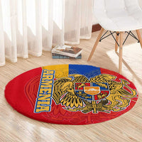 Armenia Flag Round Carpet with National Coat of Arms and Map Design - Wonder Print Shop