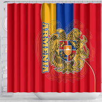 Armenia Flag Shower Curtain with National Coat of Arms and Map Design - Wonder Print Shop