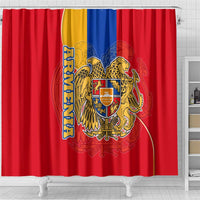 Armenia Flag Shower Curtain with National Coat of Arms and Map Design - Wonder Print Shop