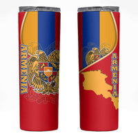Armenia Flag Skinny Tumbler with National Coat of Arms and Map Design - Wonder Print Shop
