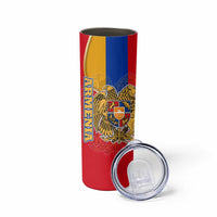 Armenia Flag Skinny Tumbler with National Coat of Arms and Map Design - Wonder Print Shop