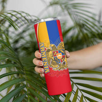 Armenia Flag Skinny Tumbler with National Coat of Arms and Map Design - Wonder Print Shop