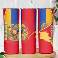 Armenia Flag Skinny Tumbler with National Coat of Arms and Map Design - Wonder Print Shop