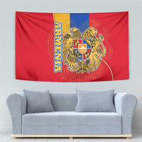 Armenia Flag Tapestry with National Coat of Arms and Map Design - Wonder Print Shop