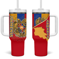 Armenia Flag Tumbler With Handle with National Coat of Arms and Map Design - Wonder Print Shop