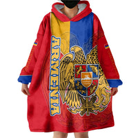 Armenia Flag Wearable Blanket Hoodie with National Coat of Arms and Map Design - Wonder Print Shop