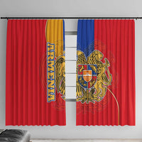 Armenia Flag Window Curtain with National Coat of Arms and Map Design - Wonder Print Shop