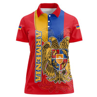 Armenia Flag Women Polo Shirt with National Coat of Arms and Map Design - Wonder Print Shop
