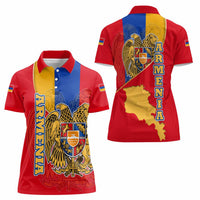 Armenia Flag Women Polo Shirt with National Coat of Arms and Map Design - Wonder Print Shop