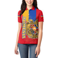 Armenia Flag Women Polo Shirt with National Coat of Arms and Map Design - Wonder Print Shop