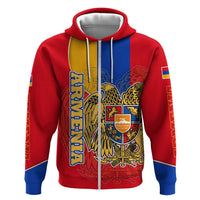 Armenia Flag Zip Hoodie with National Coat of Arms and Map Design - Wonder Print Shop