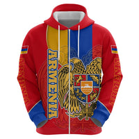 Armenia Flag Zip Hoodie with National Coat of Arms and Map Design - Wonder Print Shop