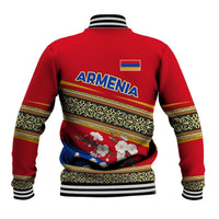 Armenia Traditional Pattern Baseball Jacket with Floral Motif and National Flag Design - Wonder Print Shop