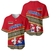 Armenia Traditional Pattern Baseball Jersey with Floral Motif and National Flag Design - Wonder Print Shop