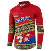 Armenia Traditional Pattern Button Sweatshirt with Floral Motif and National Flag Design - Wonder Print Shop
