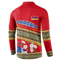 Armenia Traditional Pattern Button Sweatshirt with Floral Motif and National Flag Design - Wonder Print Shop