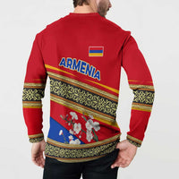 Armenia Traditional Pattern Button Sweatshirt with Floral Motif and National Flag Design - Wonder Print Shop