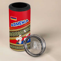 Armenia Traditional Pattern 4 in 1 Can Cooler Tumbler with Floral Motif and National Flag Design - Wonder Print Shop