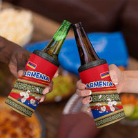 Armenia Traditional Pattern 4 in 1 Can Cooler Tumbler with Floral Motif and National Flag Design - Wonder Print Shop