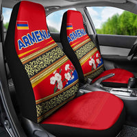 Armenia Traditional Pattern Car Seat Cover with Floral Motif and National Flag Design - Wonder Print Shop