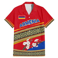 Armenia Traditional Pattern Family Matching Mermaid Dress and Hawaiian Shirt with Floral Motif and National Flag Design - Wonder Print Shop