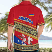 Armenia Traditional Pattern Hawaiian Shirt with Floral Motif and National Flag Design - Wonder Print Shop