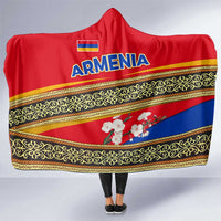 Armenia Traditional Pattern Hooded Blanket with Floral Motif and National Flag Design - Wonder Print Shop