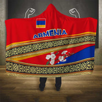 Armenia Traditional Pattern Hooded Blanket with Floral Motif and National Flag Design - Wonder Print Shop