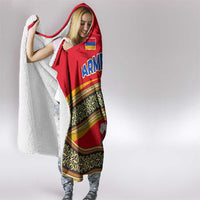 Armenia Traditional Pattern Hooded Blanket with Floral Motif and National Flag Design - Wonder Print Shop