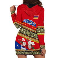 Armenia Traditional Pattern Hoodie Dress with Floral Motif and National Flag Design - Wonder Print Shop