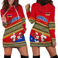 Armenia Traditional Pattern Hoodie Dress with Floral Motif and National Flag Design - Wonder Print Shop