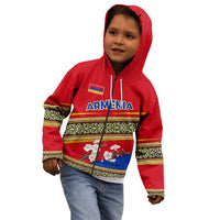 Armenia Traditional Pattern Kid Hoodie with Floral Motif and National Flag Design - Wonder Print Shop