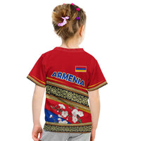 Armenia Traditional Pattern Kid T Shirt with Floral Motif and National Flag Design - Wonder Print Shop
