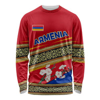 Armenia Traditional Pattern Long Sleeve Shirt with Floral Motif and National Flag Design - Wonder Print Shop