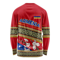 Armenia Traditional Pattern Long Sleeve Shirt with Floral Motif and National Flag Design - Wonder Print Shop