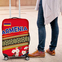 Armenia Traditional Pattern Luggage Cover with Floral Motif and National Flag Design - Wonder Print Shop