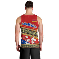 Armenia Traditional Pattern Men Tank Top with Floral Motif and National Flag Design - Wonder Print Shop