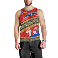 Armenia Traditional Pattern Men Tank Top with Floral Motif and National Flag Design - Wonder Print Shop