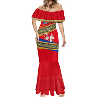 Armenia Traditional Pattern Mermaid Dress with Floral Motif and National Flag Design - Wonder Print Shop