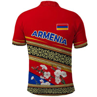 Armenia Traditional Pattern Polo Shirt with Floral Motif and National Flag Design - Wonder Print Shop
