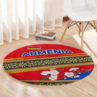 Armenia Traditional Pattern Round Carpet with Floral Motif and National Flag Design - Wonder Print Shop