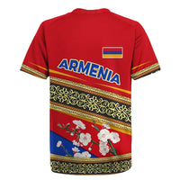 Armenia Traditional Pattern Rugby Jersey with Floral Motif and National Flag Design - Wonder Print Shop