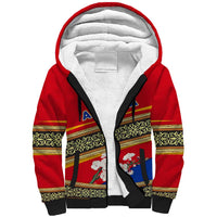 Armenia Traditional Pattern Sherpa Hoodie with Floral Motif and National Flag Design - Wonder Print Shop