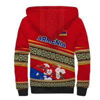 Armenia Traditional Pattern Sherpa Hoodie with Floral Motif and National Flag Design - Wonder Print Shop
