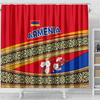 Armenia Traditional Pattern Shower Curtain with Floral Motif and National Flag Design - Wonder Print Shop